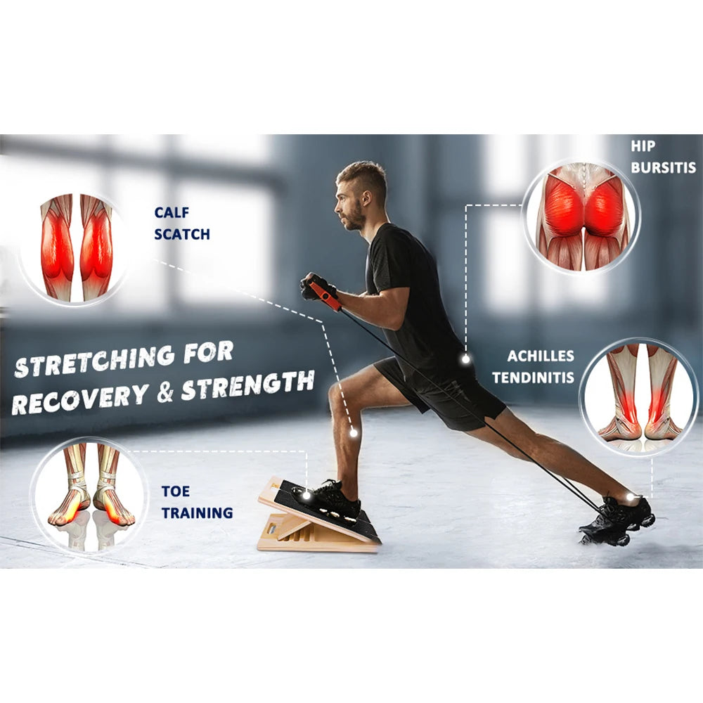 Foldable Wooden Incline Board Adjustable Calf Ankle Stretcher For Home Gym Balance Training Yoga Pilates Equipment
