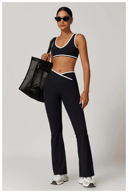 Yoga Set 2 Pieces Workout Outfits Fitness Sportswear Gym Tracksuit High Waist Leggings Sports Bra Athletic Wear Women Clothes