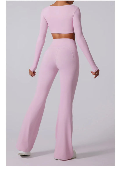 Women High Waist Flared Leggings Gym Fitness Yoga Pants Workout Runing Sport Leggings Women's Control Tummy Yoga Wide Leg Pants