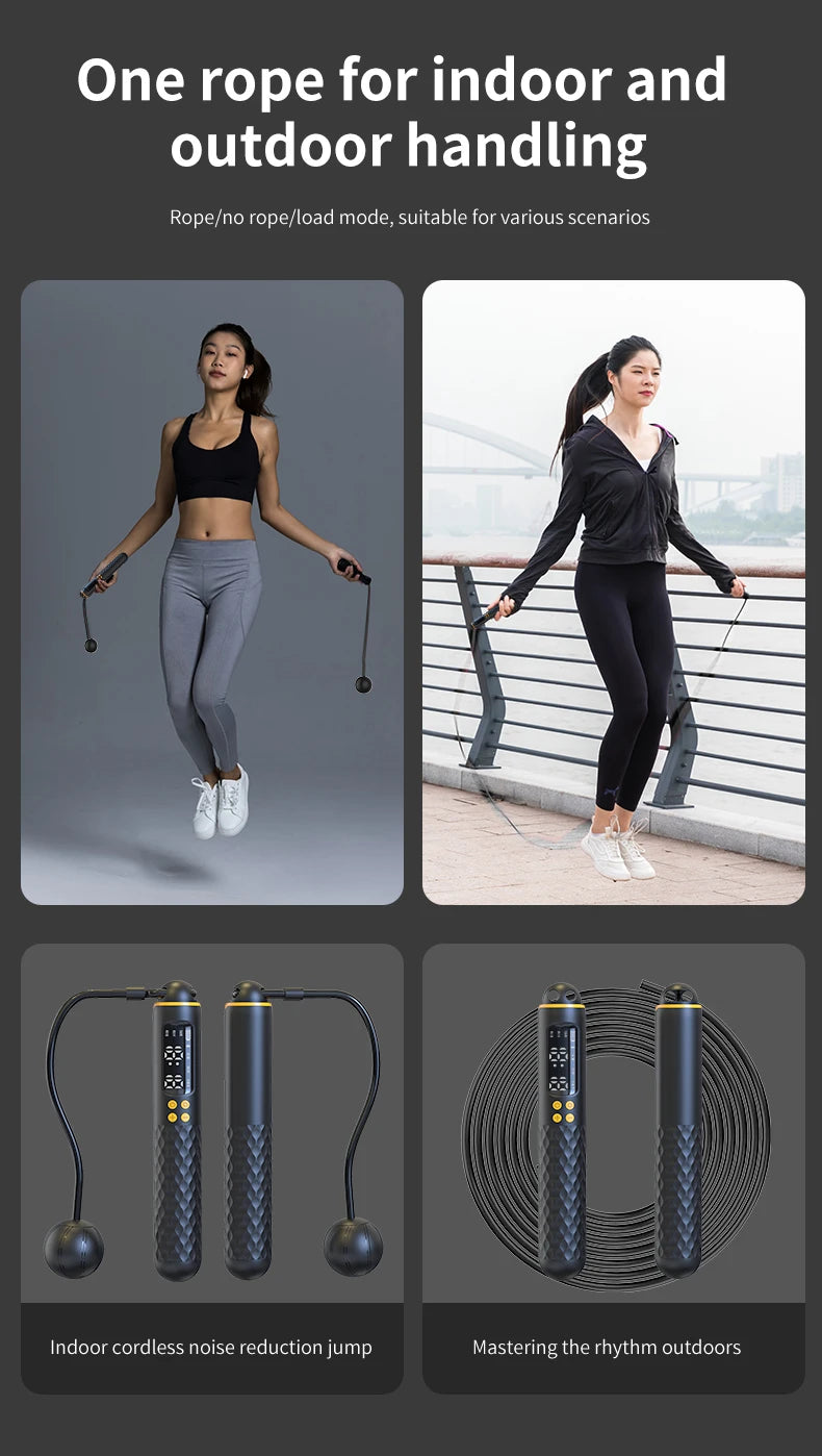New Rechargeable USB Electronic Technology Jump Rope Wire Rope Adjustable Jump Rope Trainer Digital Wireless Calorie Counter
