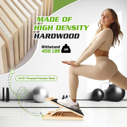 Foldable Wooden Incline Board Adjustable Calf Ankle Stretcher For Home Gym Balance Training Yoga Pilates Equipment