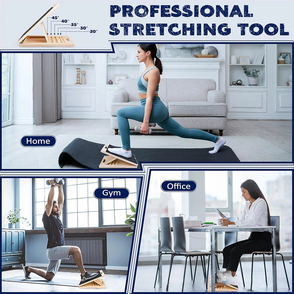 Foldable Wooden Incline Board Adjustable Calf Ankle Stretcher For Home Gym Balance Training Yoga Pilates Equipment